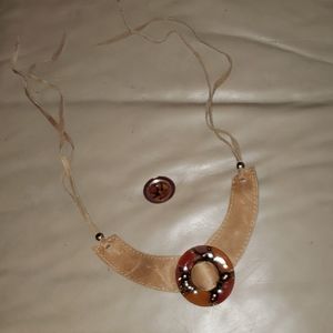 Suede necklace and matching silver ring